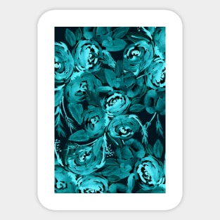 Turquoise Roses Pattern Sticker